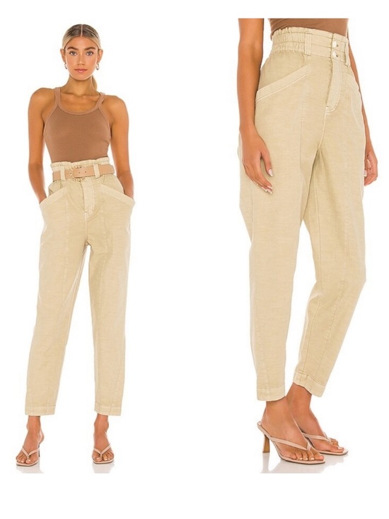 Free People Pants - Free People Ready to Run Cinch Waist Pants tan parchment color XS